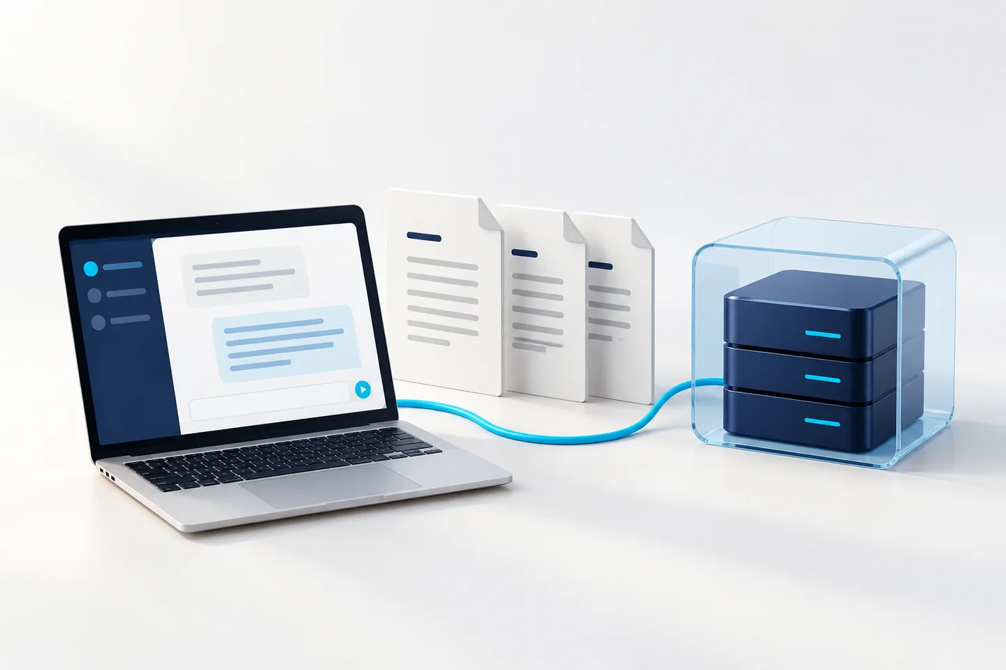 Illustration of an AI app, its documents and connected hosting